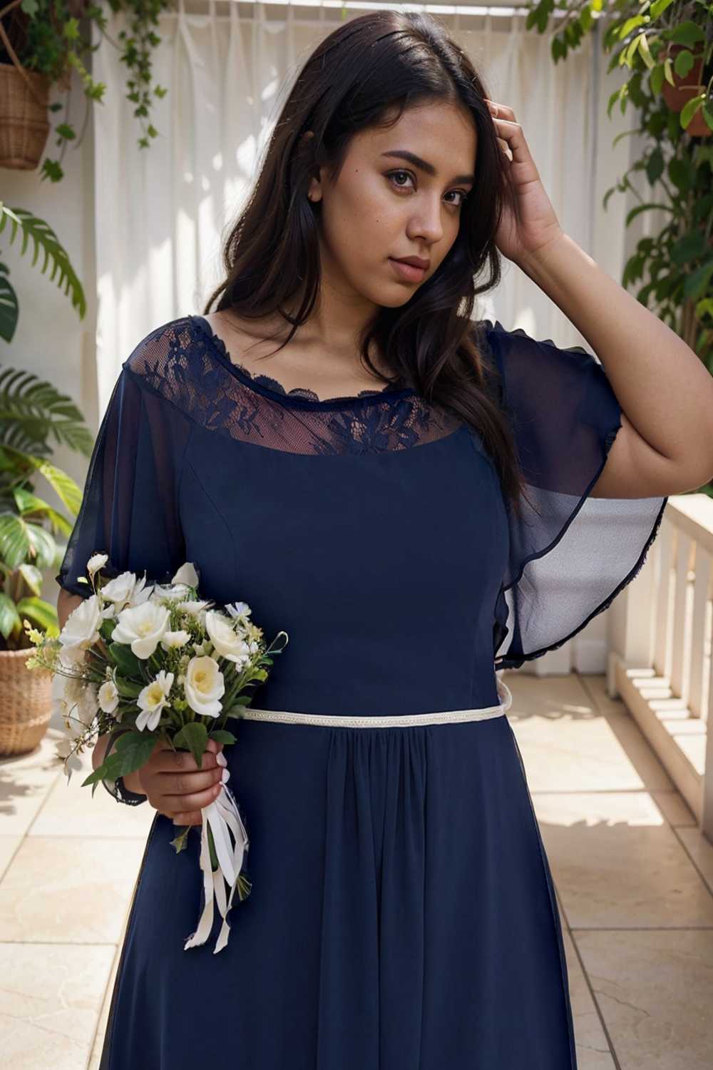 elegant boat neck a line midi dress for plus size women