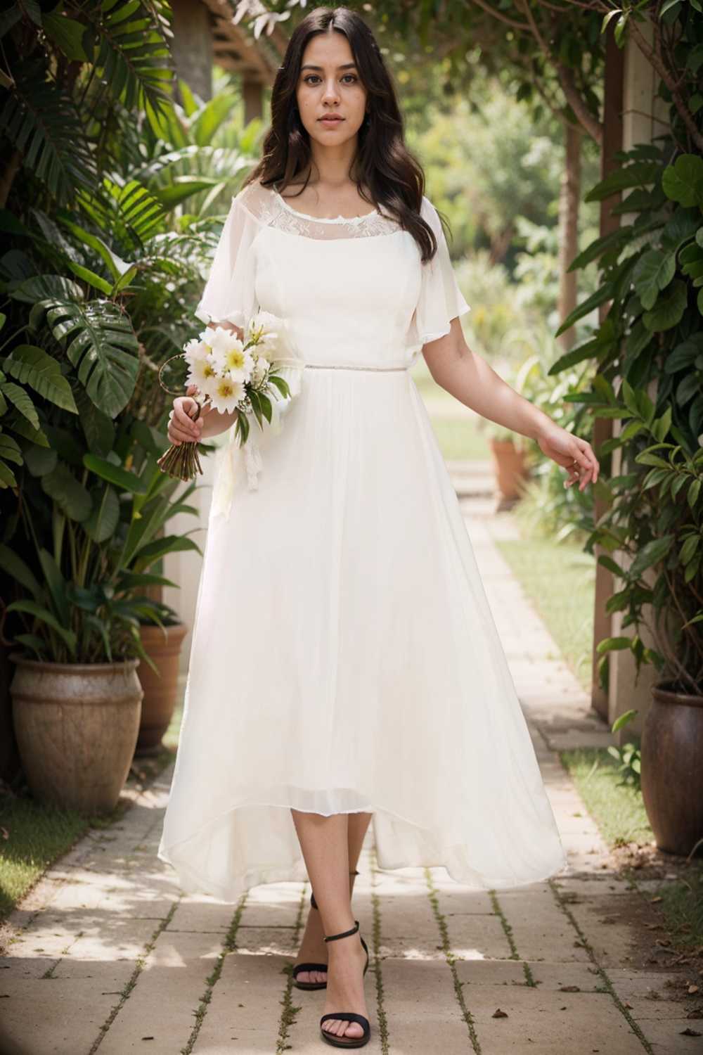 elegant boat neck a line midi dress for plus size women