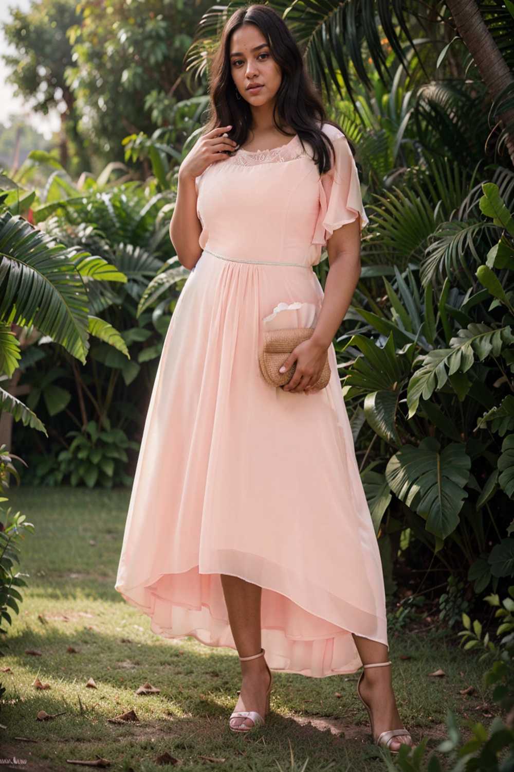 elegant boat neck a line midi dress for plus size women