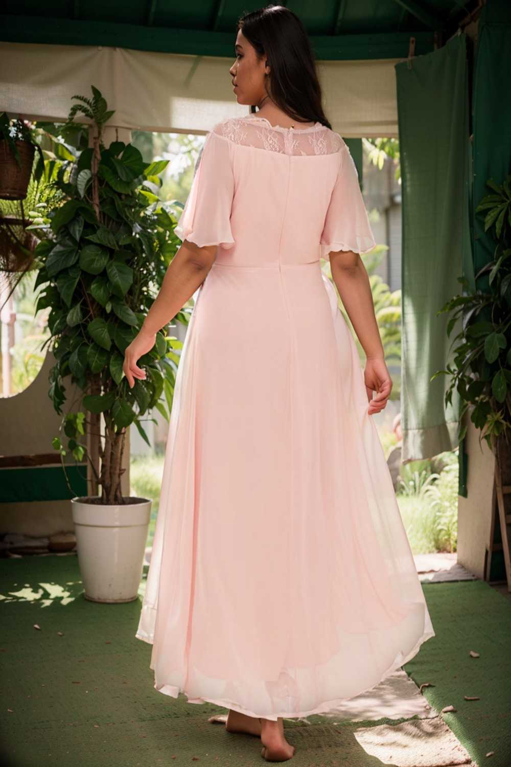 elegant boat neck a line midi dress for plus size women