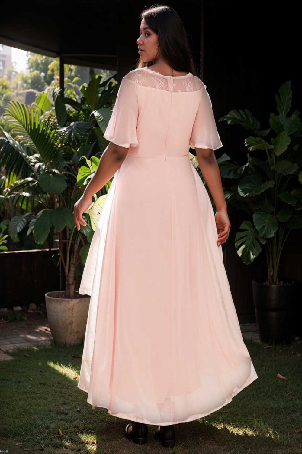 elegant boat neck a line midi dress for plus size women