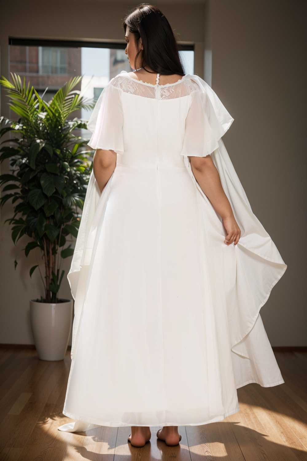 elegant boat neck a line midi dress for plus size women