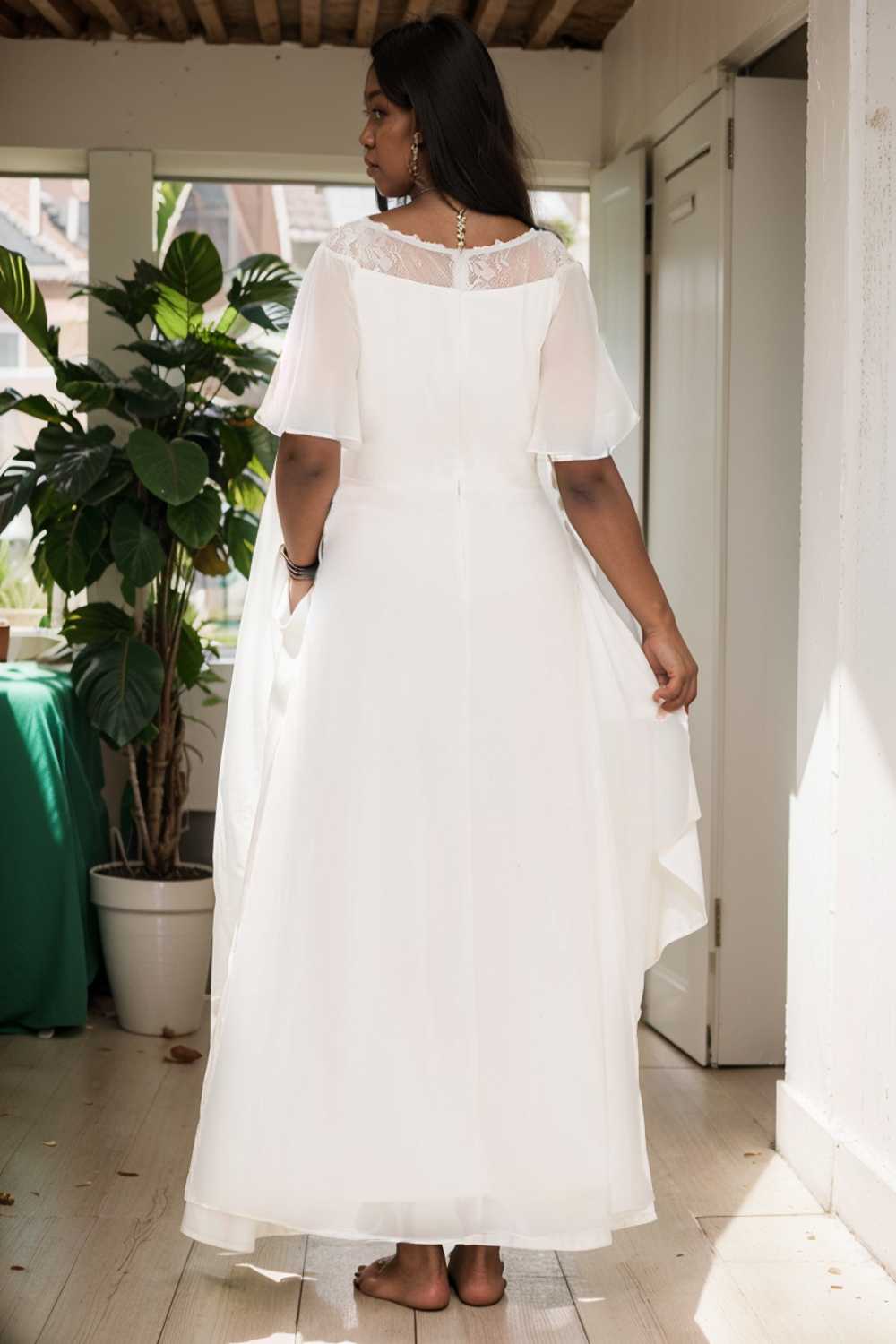 elegant boat neck a line midi dress for plus size women