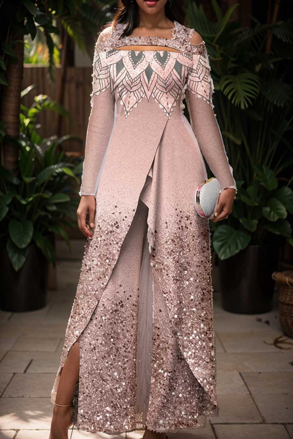 elegant gradient print off shoulder women s jumpsuit