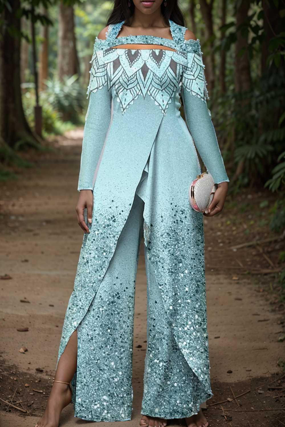 elegant gradient print off shoulder women s jumpsuit