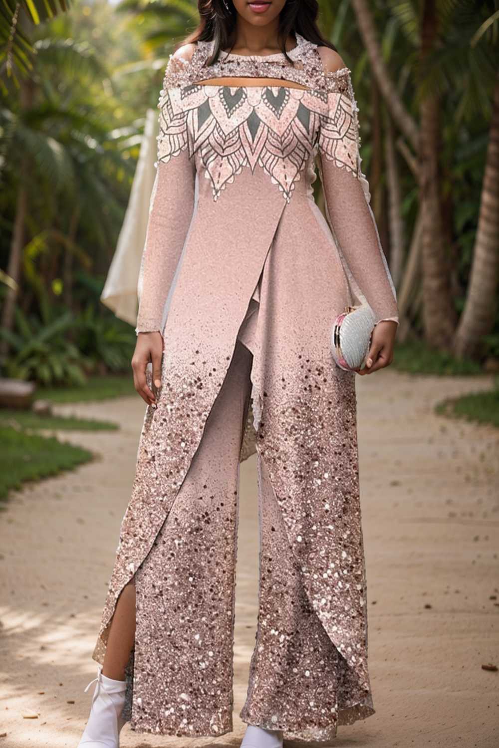 elegant gradient print off shoulder women s jumpsuit