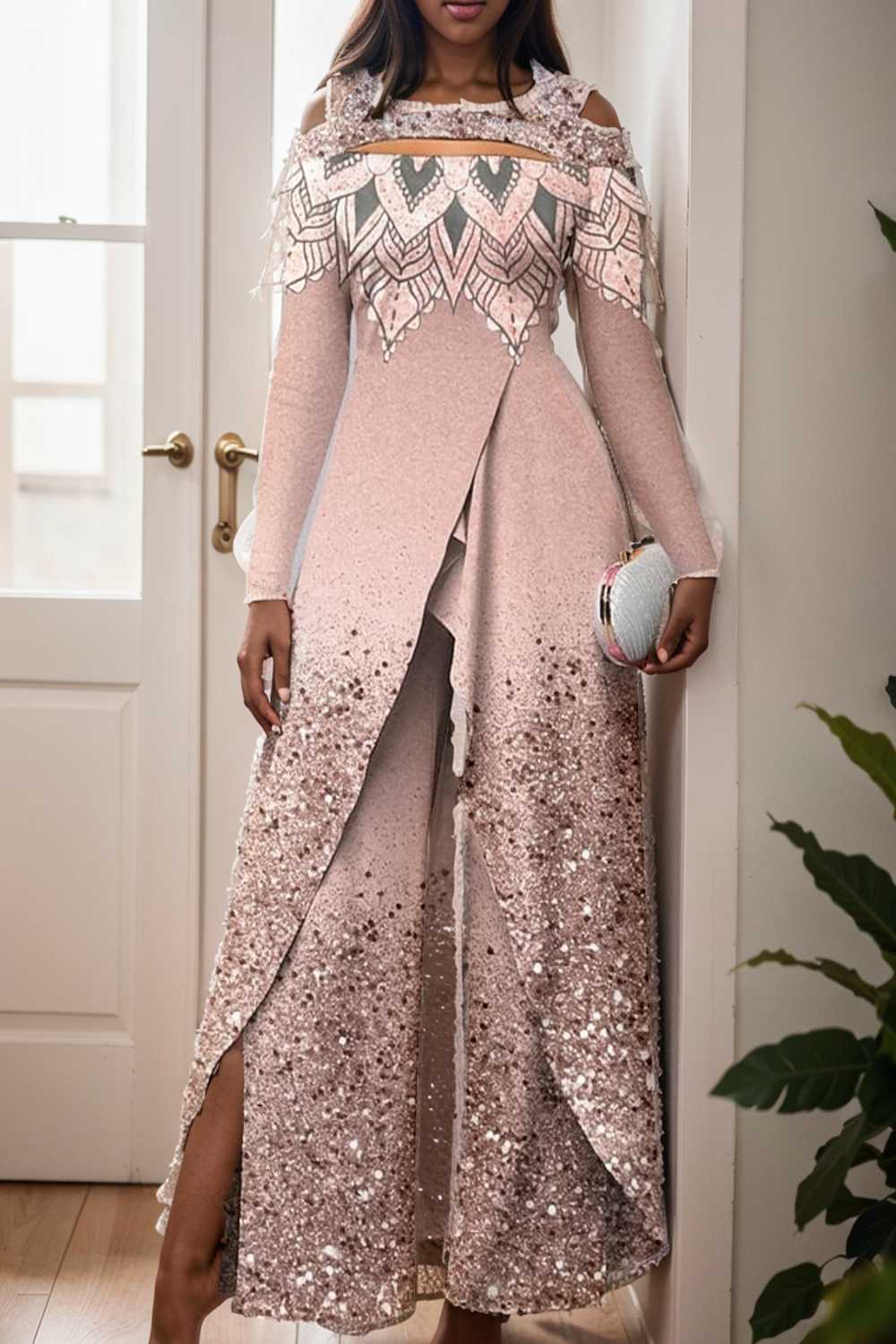 elegant gradient print off shoulder women s jumpsuit