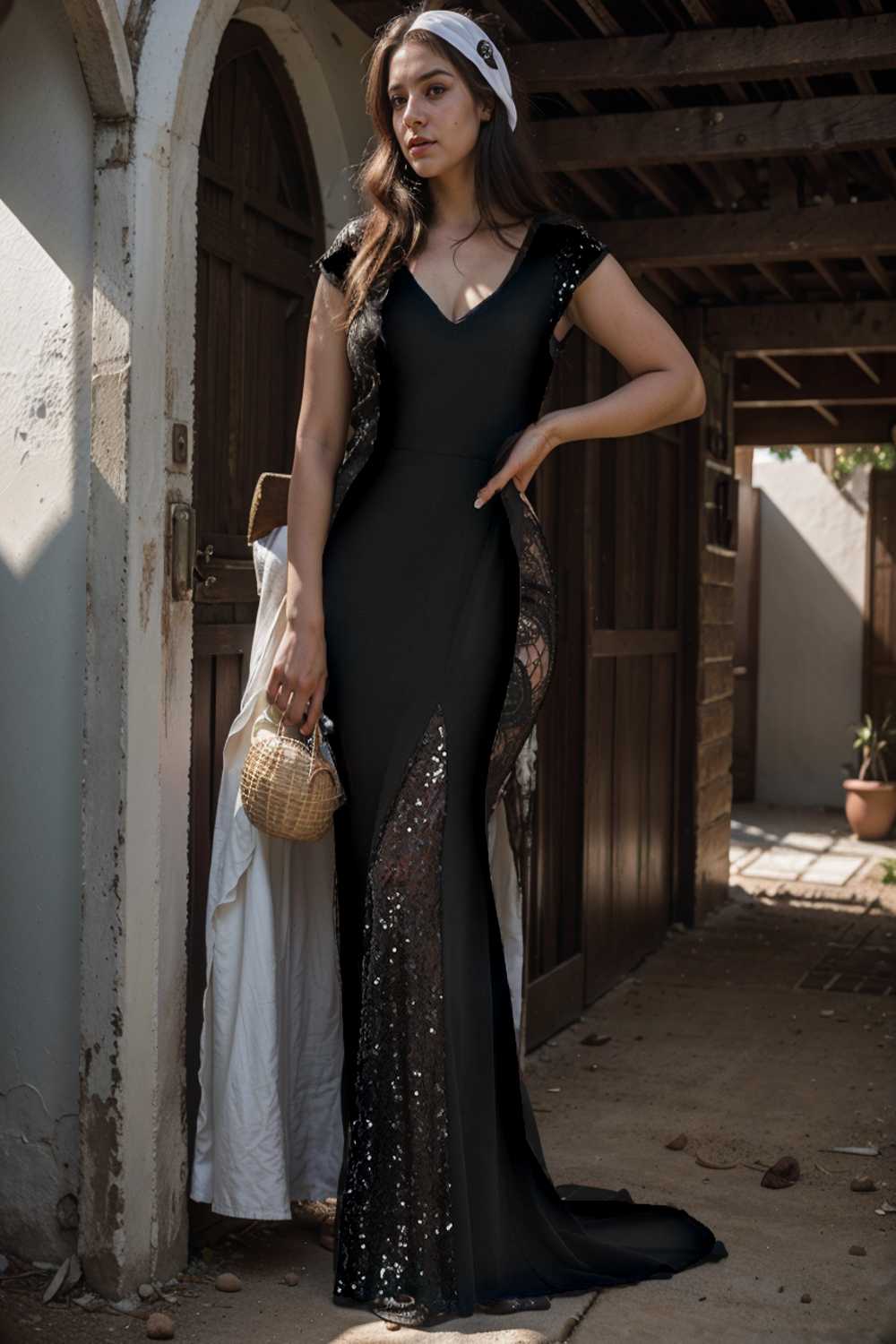elegant sleeveless deep v neck fishtail evening gown