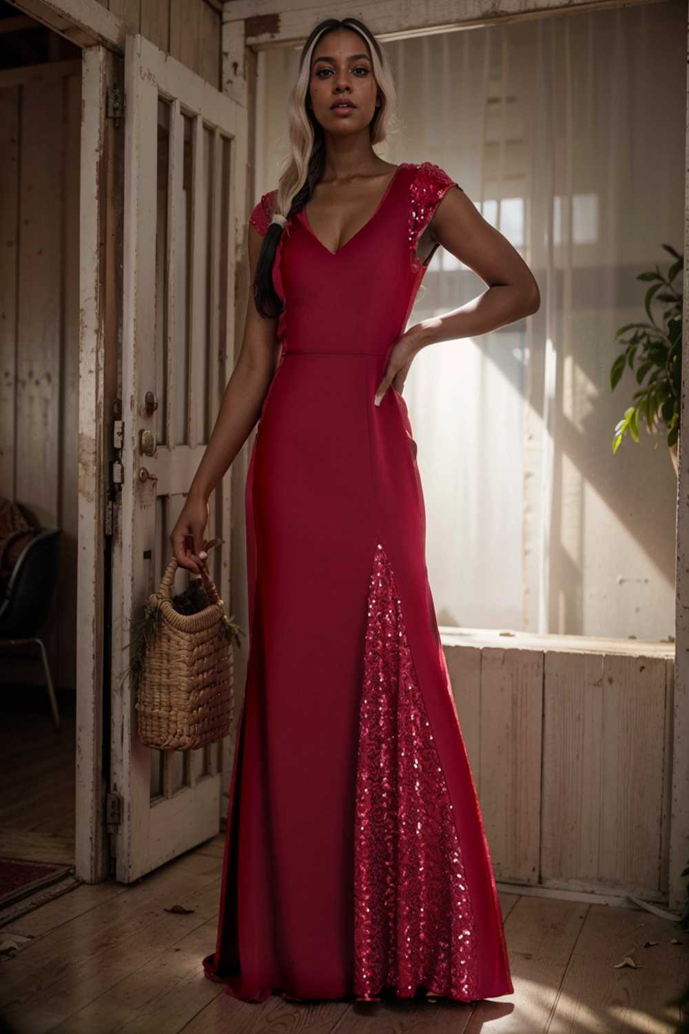 elegant sleeveless deep v neck fishtail evening gown