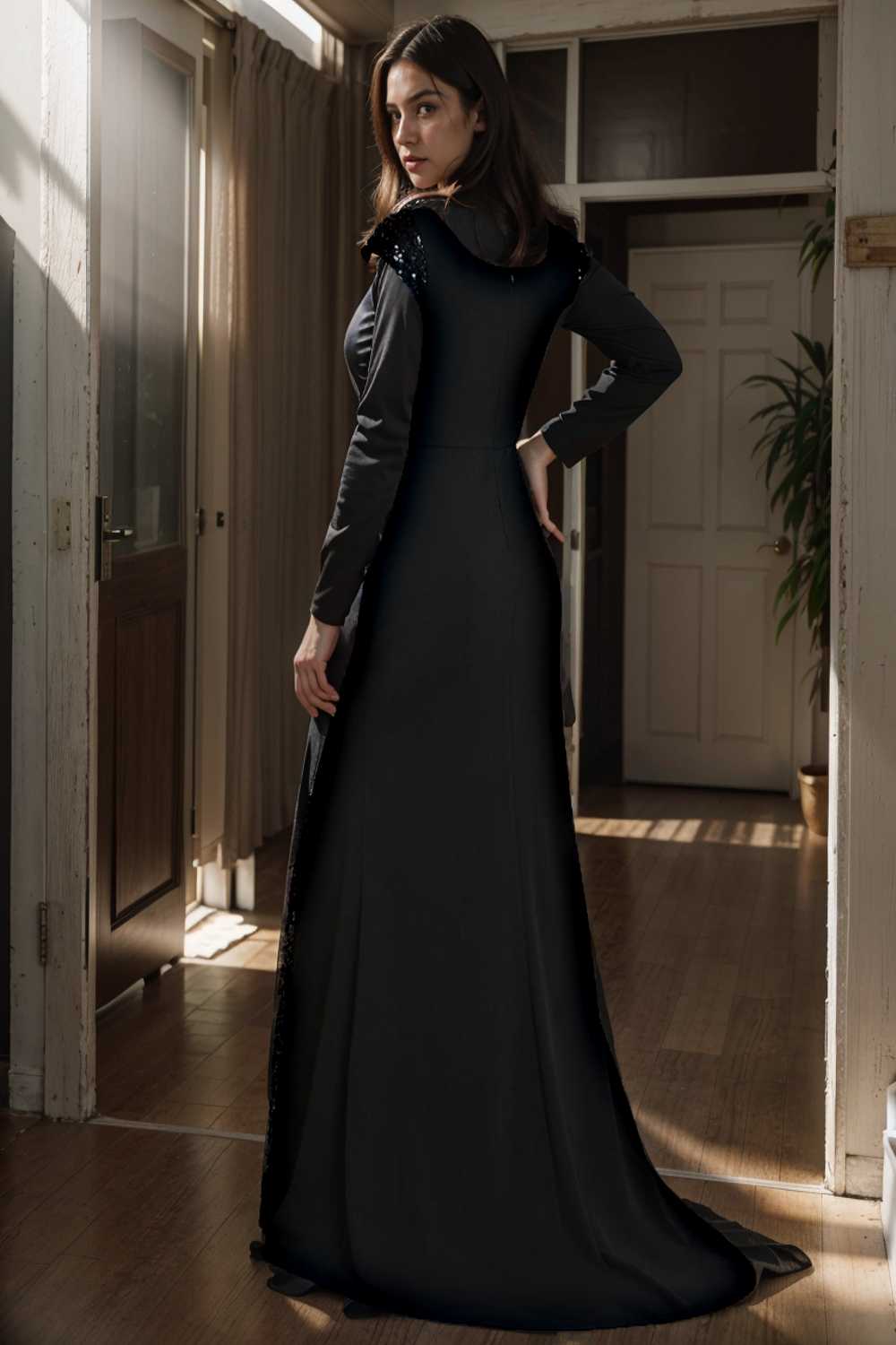 elegant sleeveless deep v neck fishtail evening gown