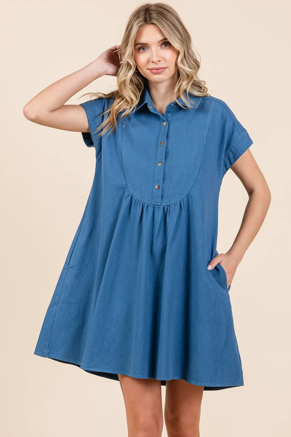 Equestrian 100 Cotton Twill Collared Mini Dress