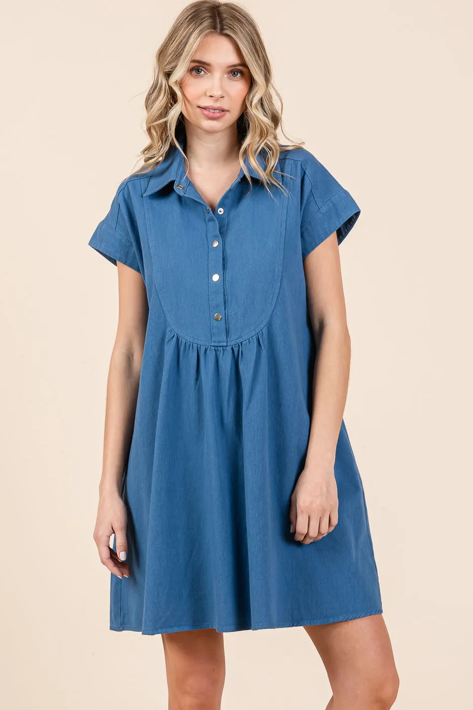Equestrian 100 Cotton Twill Collared Mini Dress