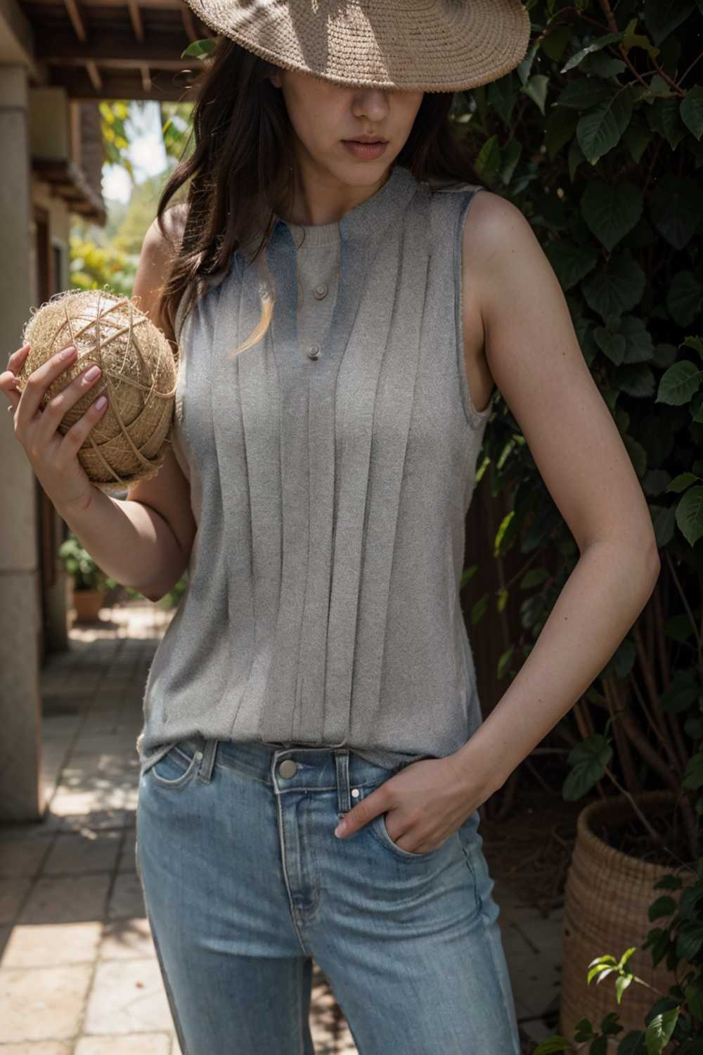 fashion elegant pleated v neck sleeveless t shirt