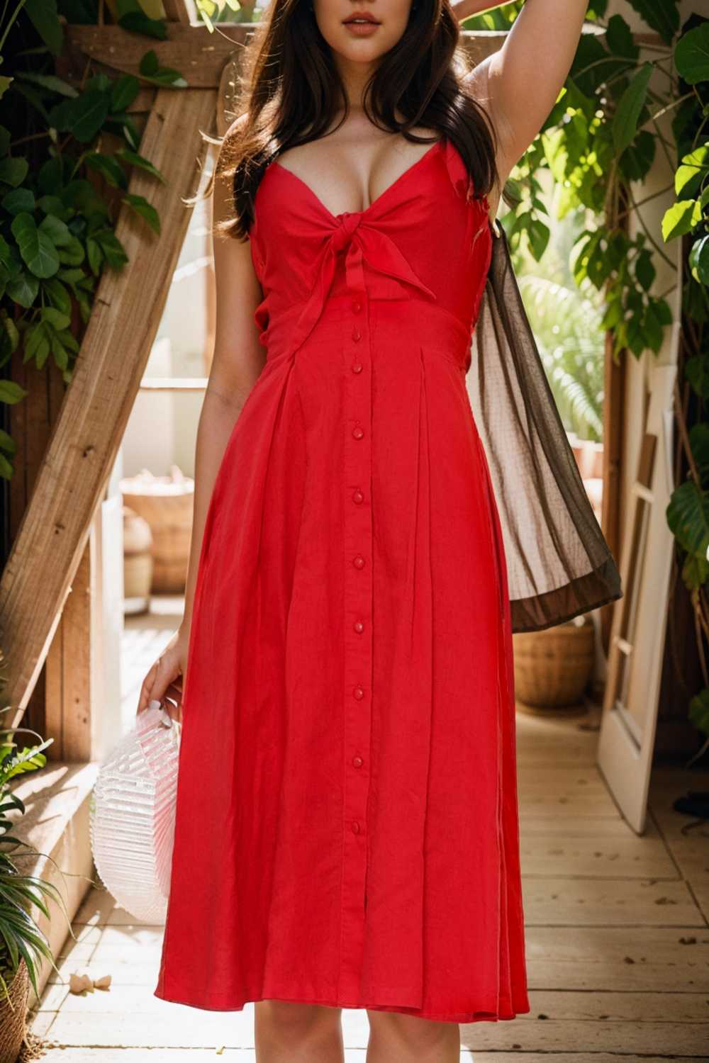 floral v neck tie spaghetti strap beach midi dress
