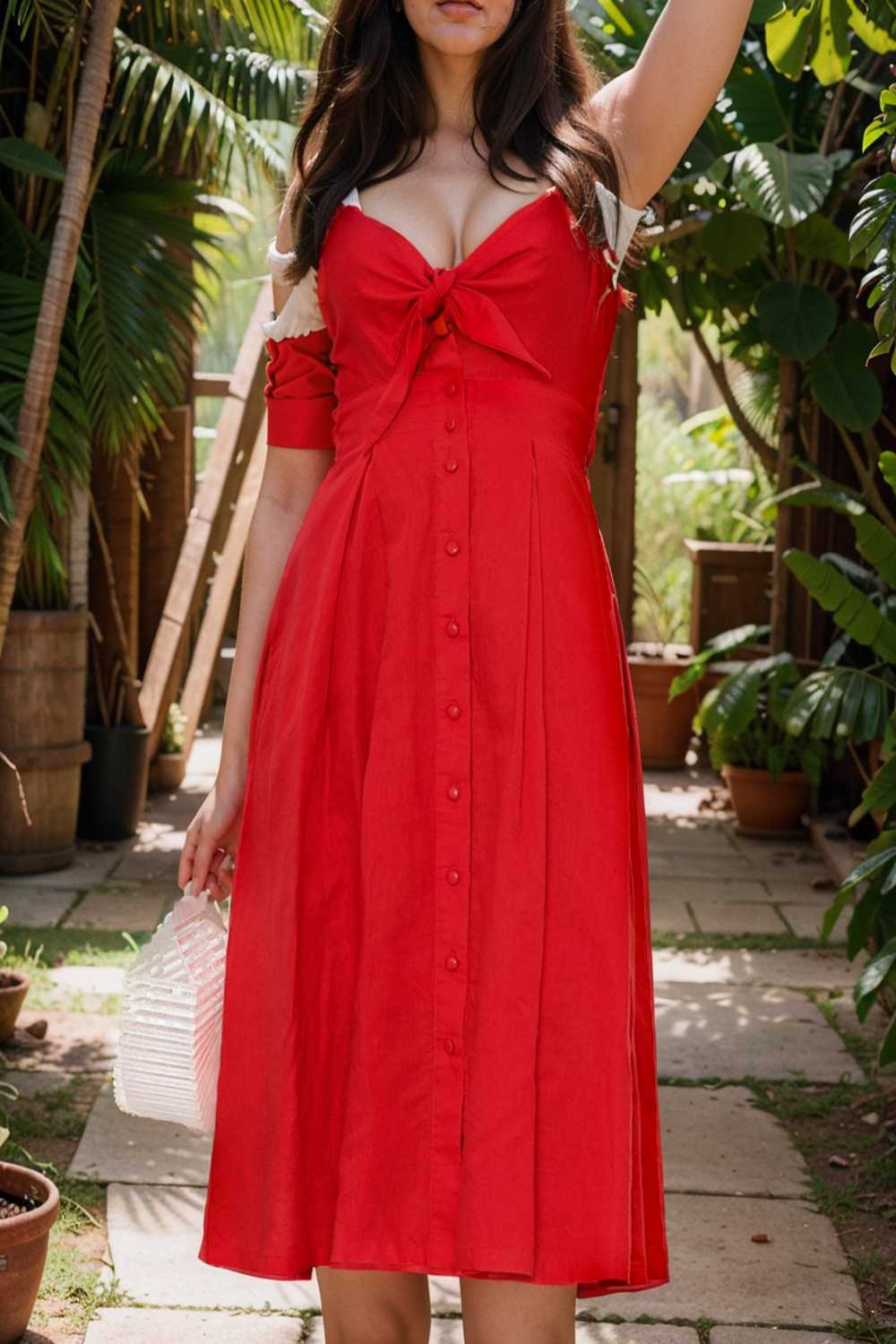 floral v neck tie spaghetti strap beach midi dress