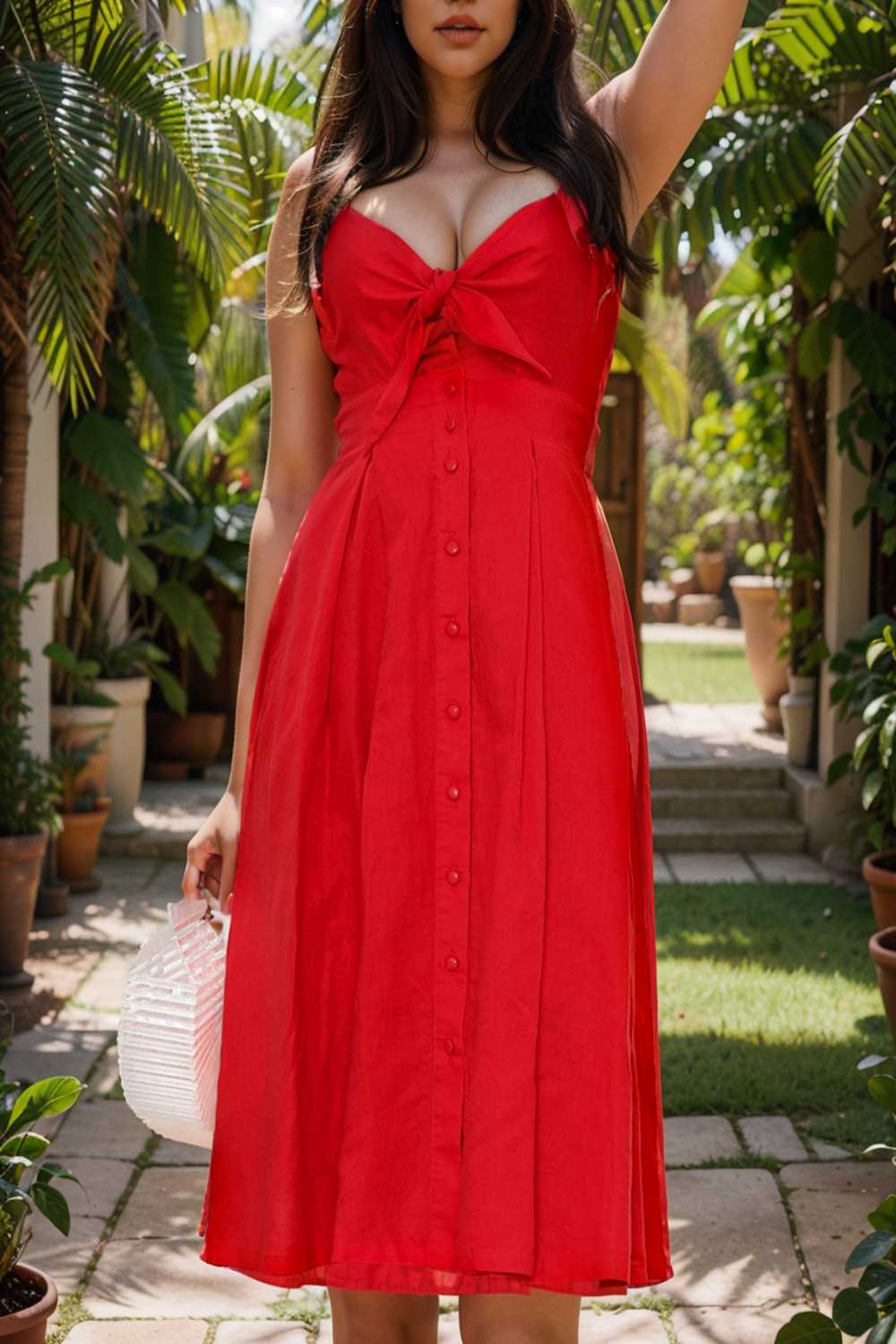floral v neck tie spaghetti strap beach midi dress