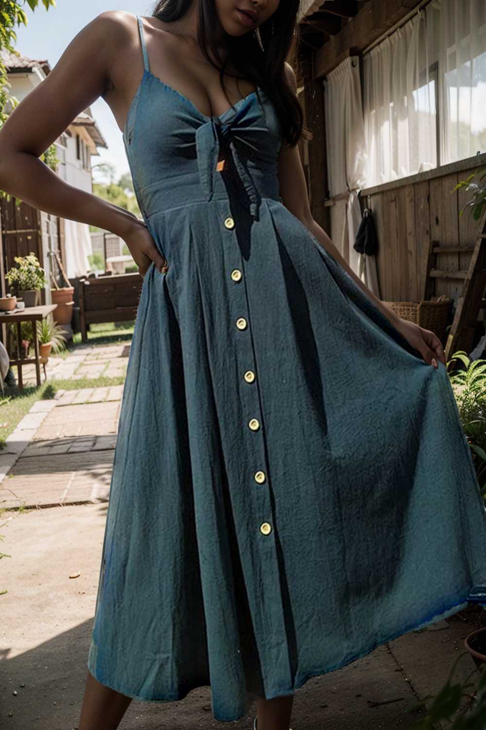 floral v neck tie spaghetti strap beach midi dress