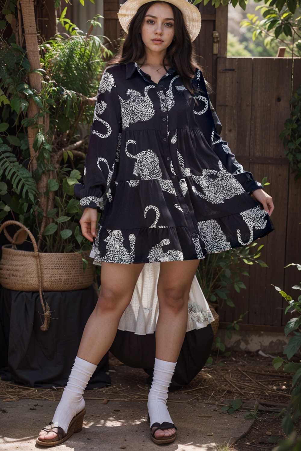 leopard print collared button up shirt dress with ruffled sleeves