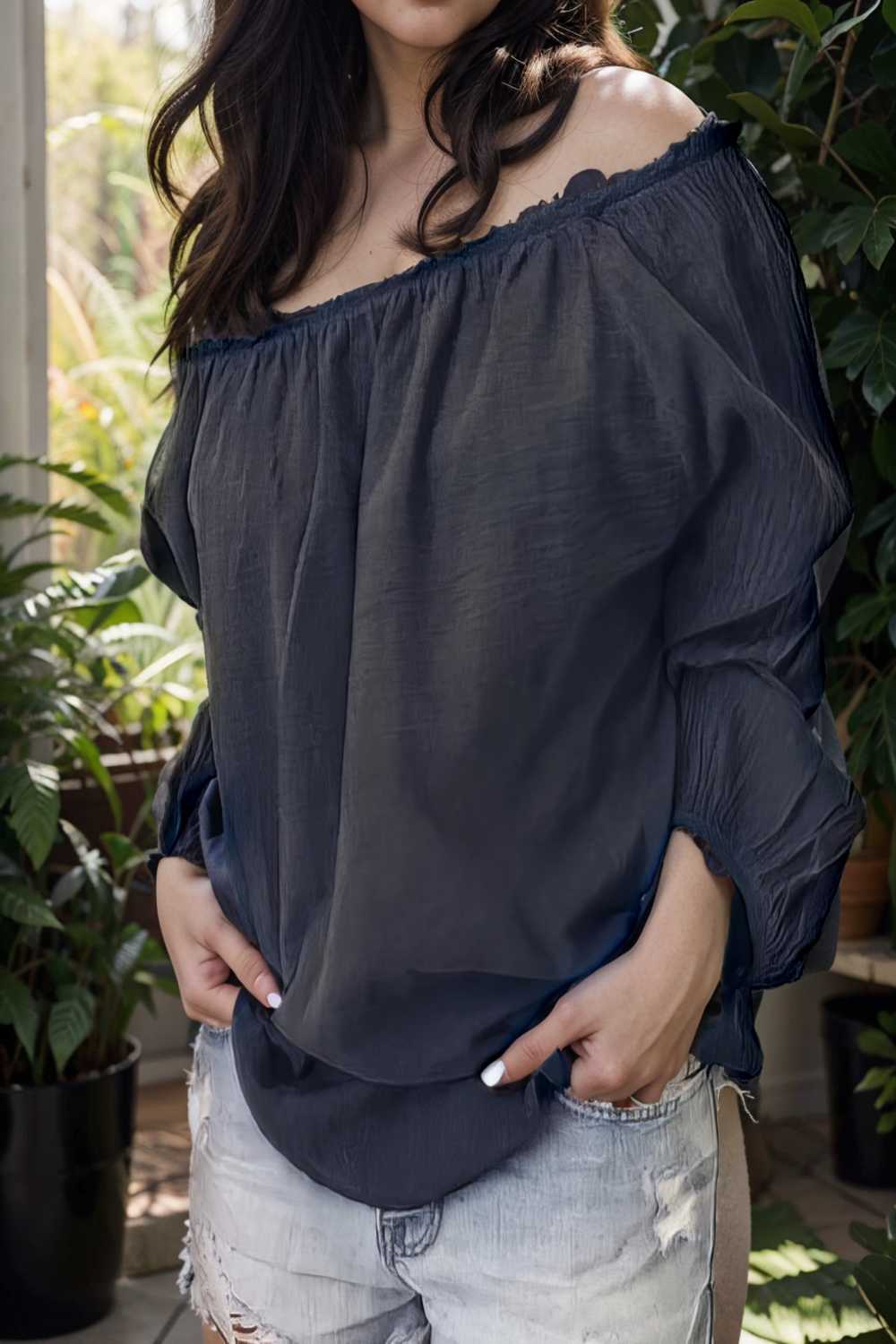 one shoulder elastic pleated long sleeve t shirts