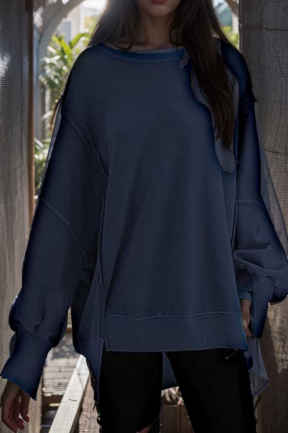 oversized crewneck pullover workout long sleeve hoodie