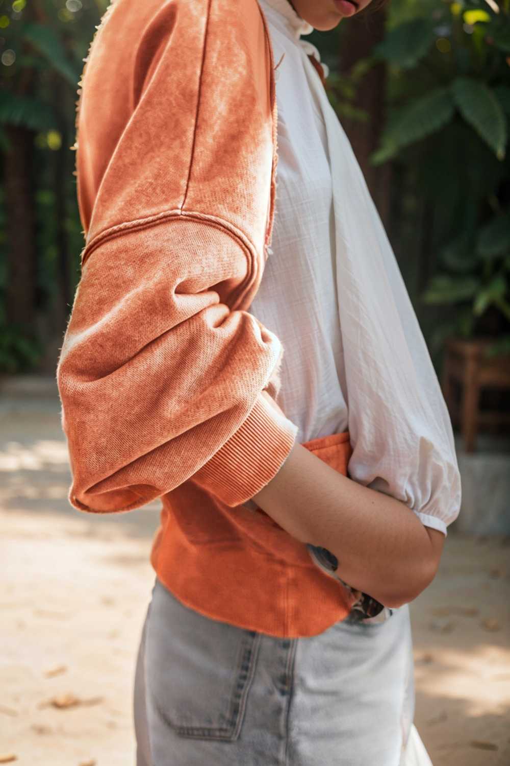 oversized crewneck pullover workout long sleeve hoodie