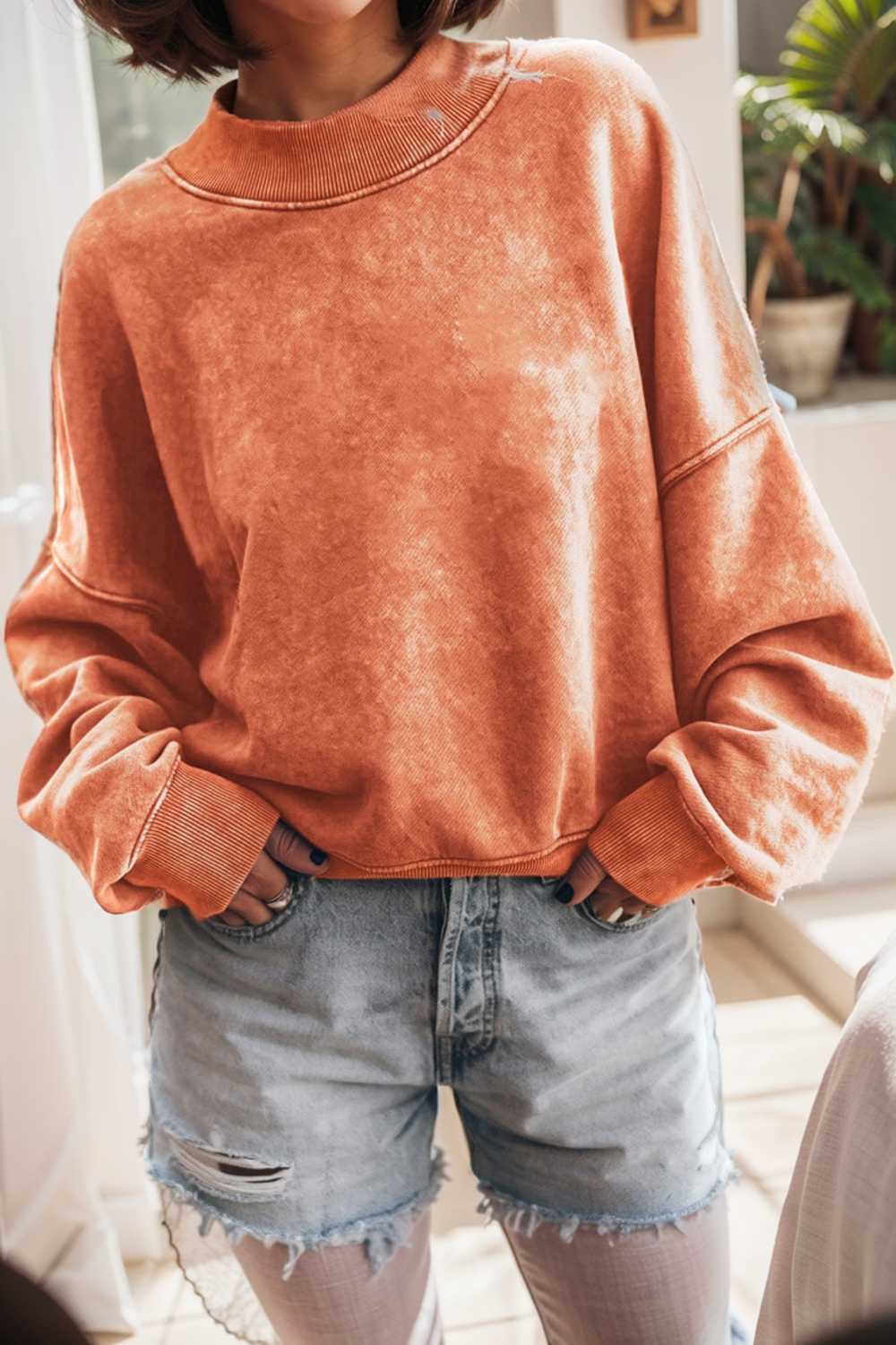oversized crewneck pullover workout long sleeve hoodie