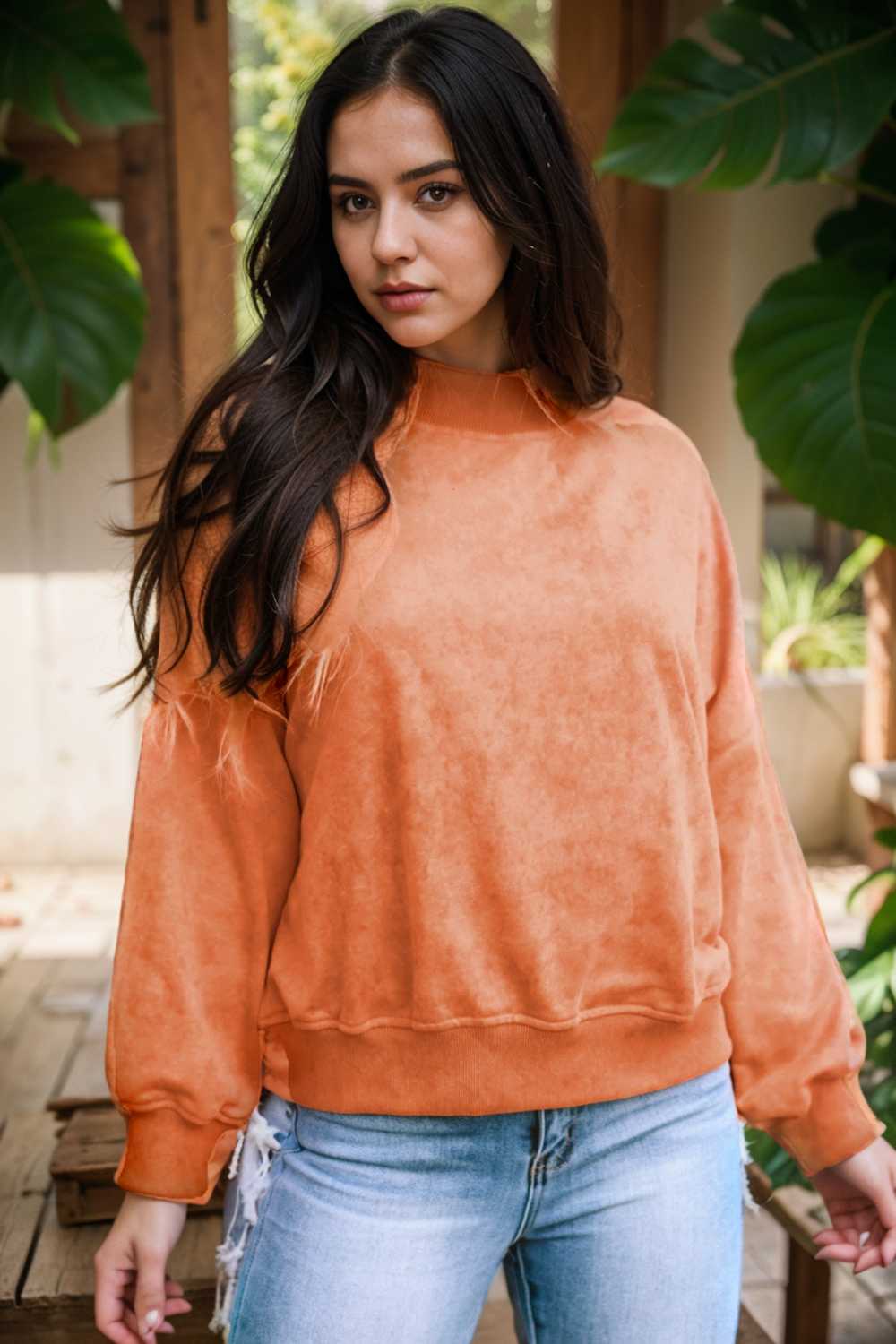 oversized crewneck pullover workout long sleeve hoodie