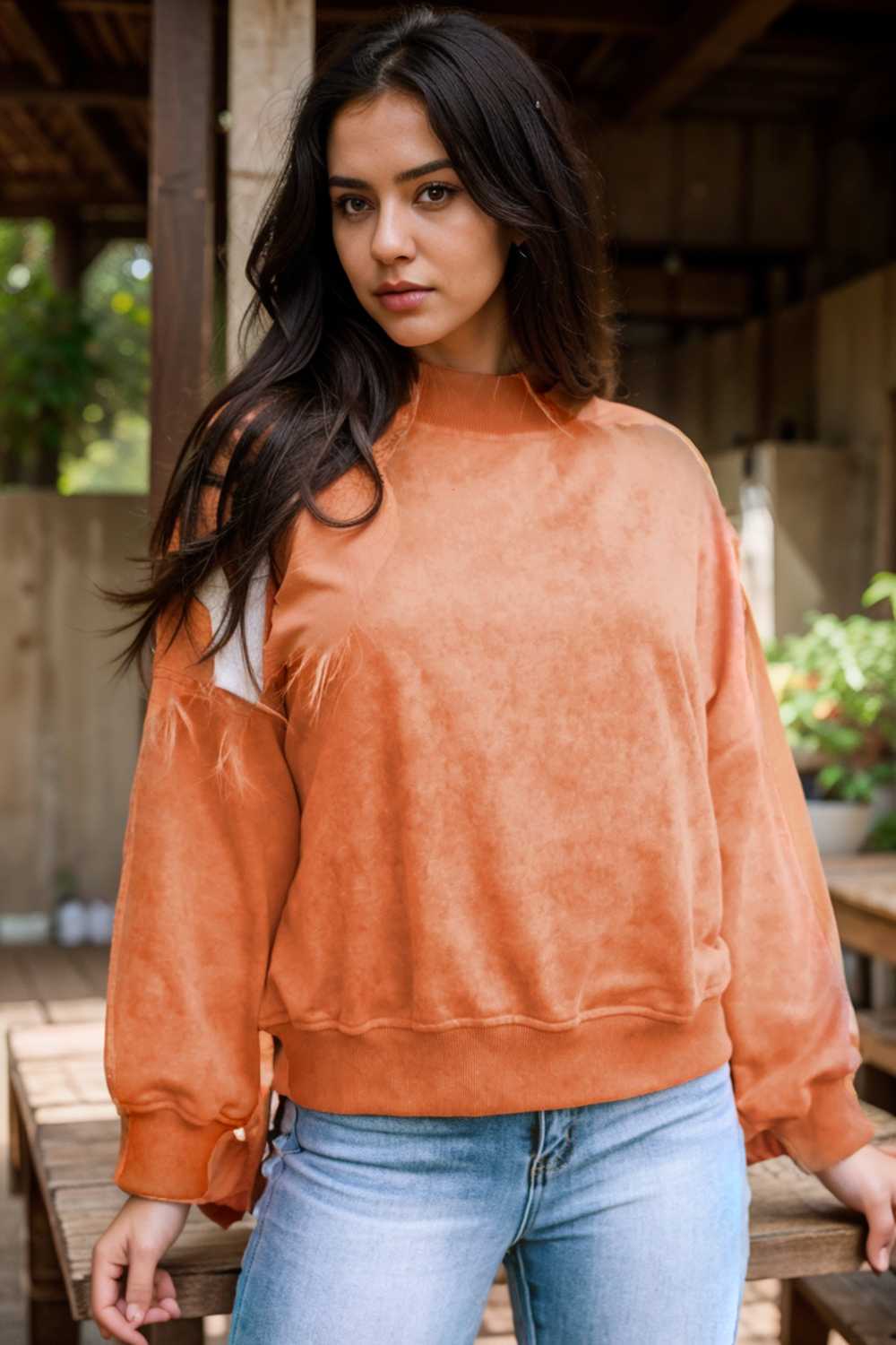 oversized crewneck pullover workout long sleeve hoodie
