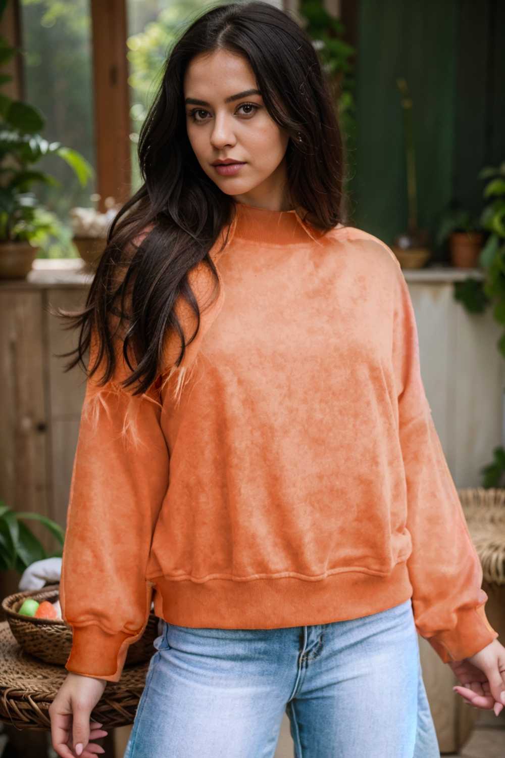 oversized crewneck pullover workout long sleeve hoodie