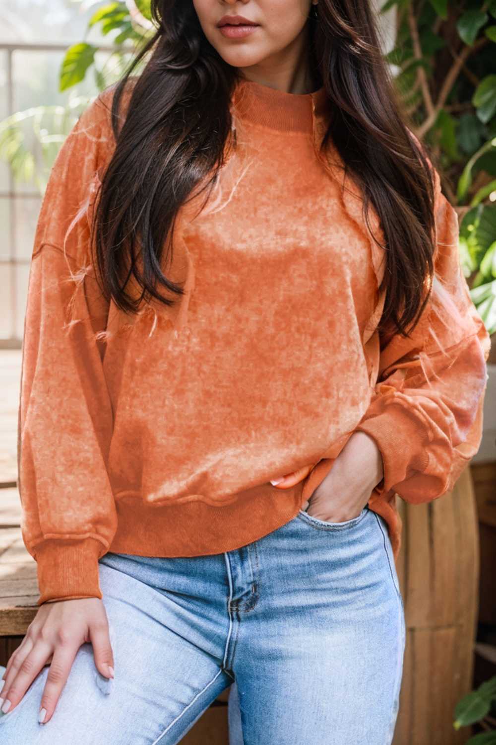 oversized crewneck pullover workout long sleeve hoodie