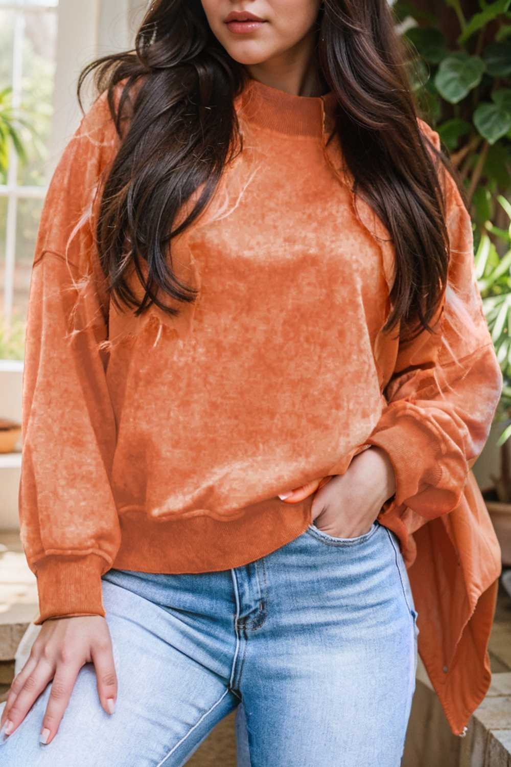 oversized crewneck pullover workout long sleeve hoodie