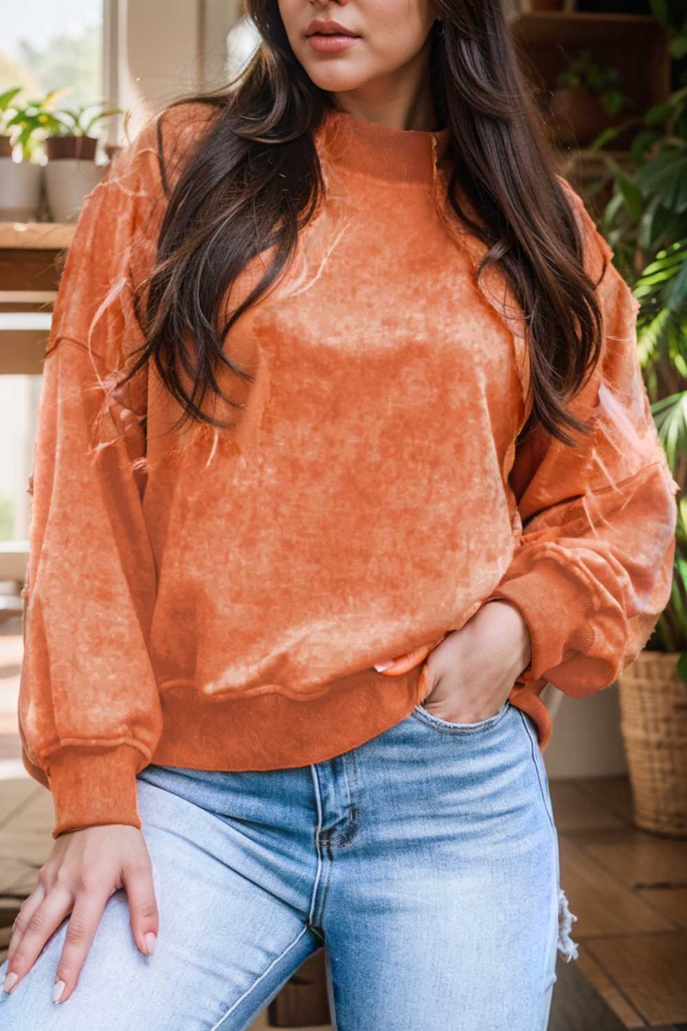 oversized crewneck pullover workout long sleeve hoodie