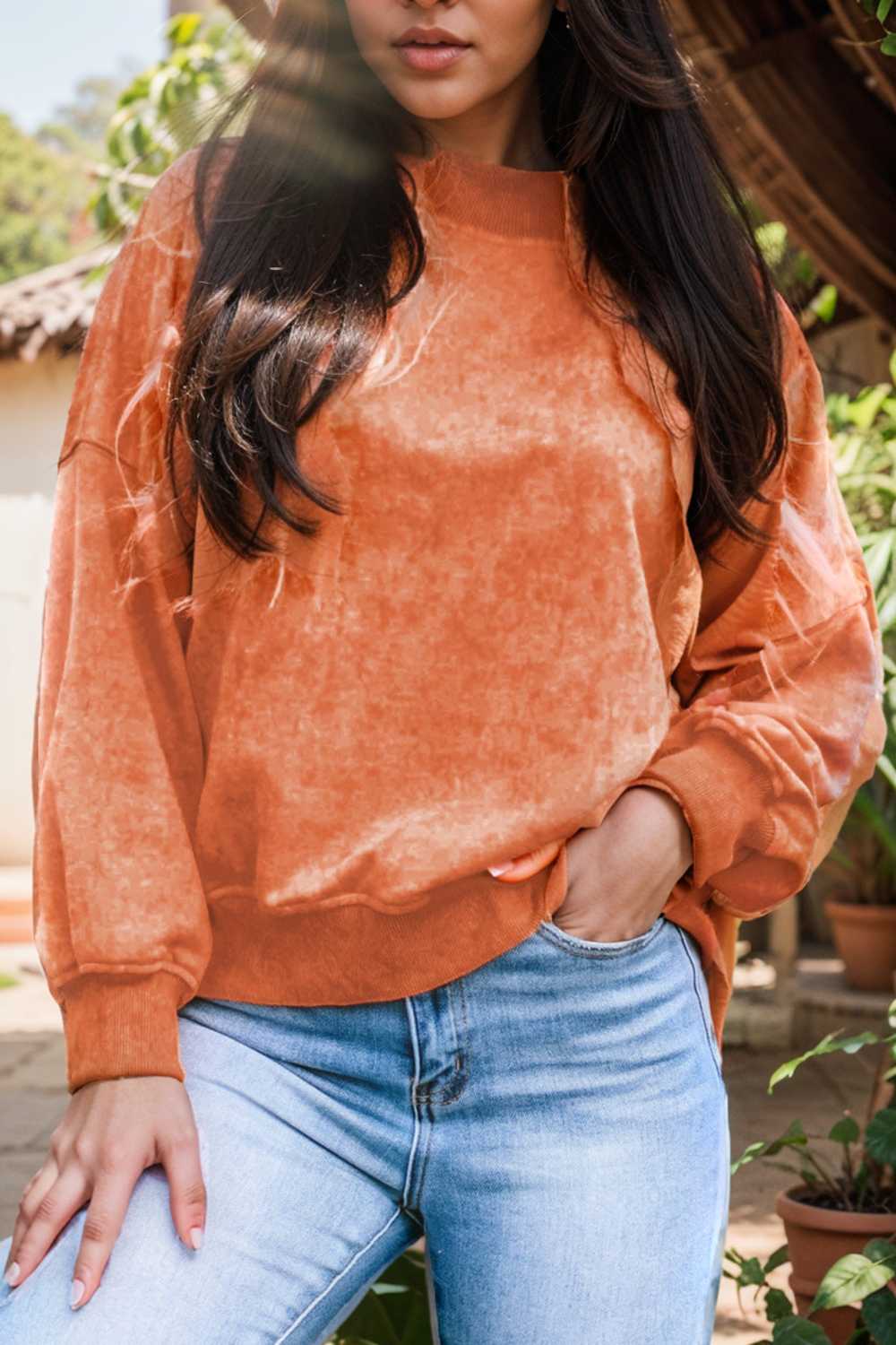 oversized crewneck pullover workout long sleeve hoodie