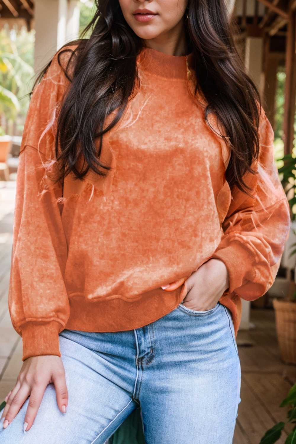 oversized crewneck pullover workout long sleeve hoodie