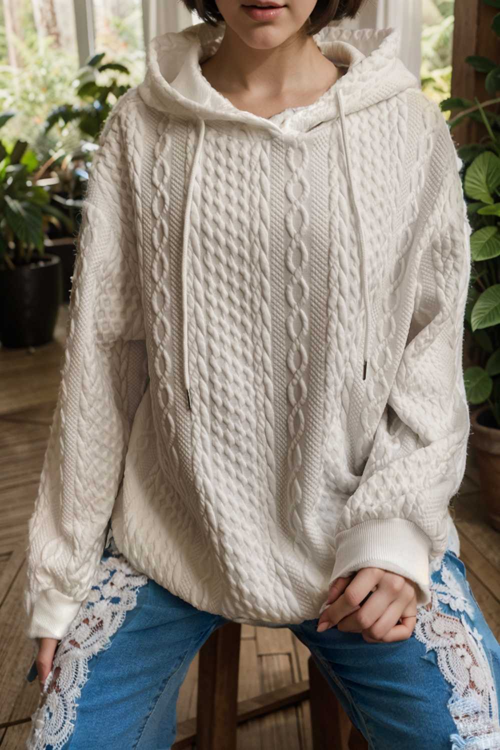 plus size casual hoodie women s plus solid ribbed long sleeve slight stretch hoodie drawstring sweatshirt