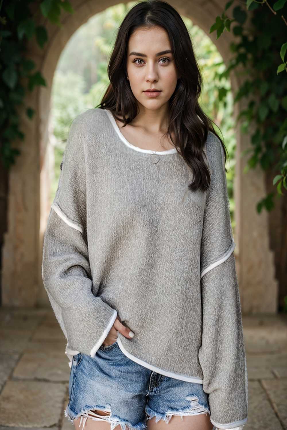 plus size casual sweater women s plus solid long sleeve round neck slight stretch loose sweater