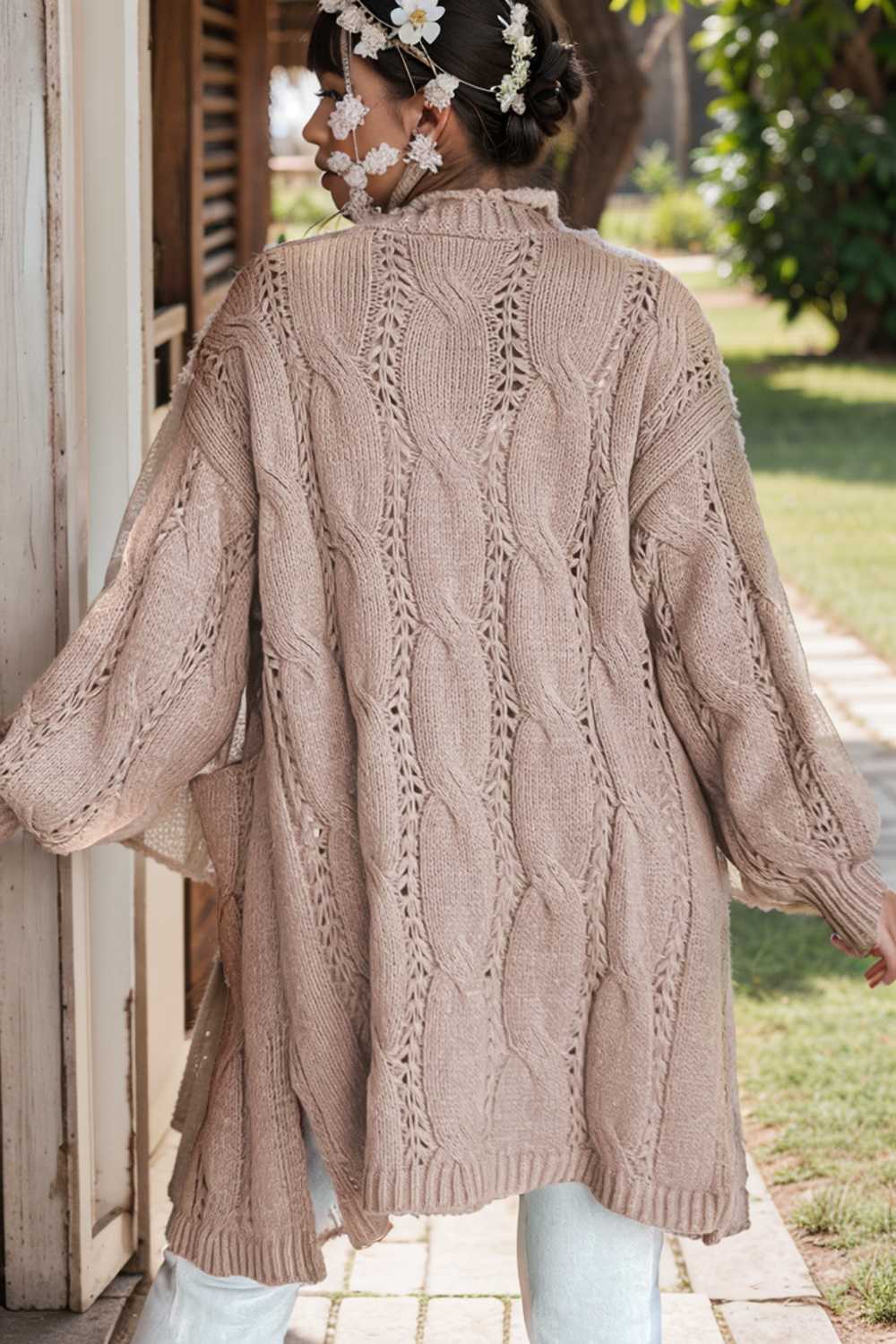 pocket twist long sweater cardigan