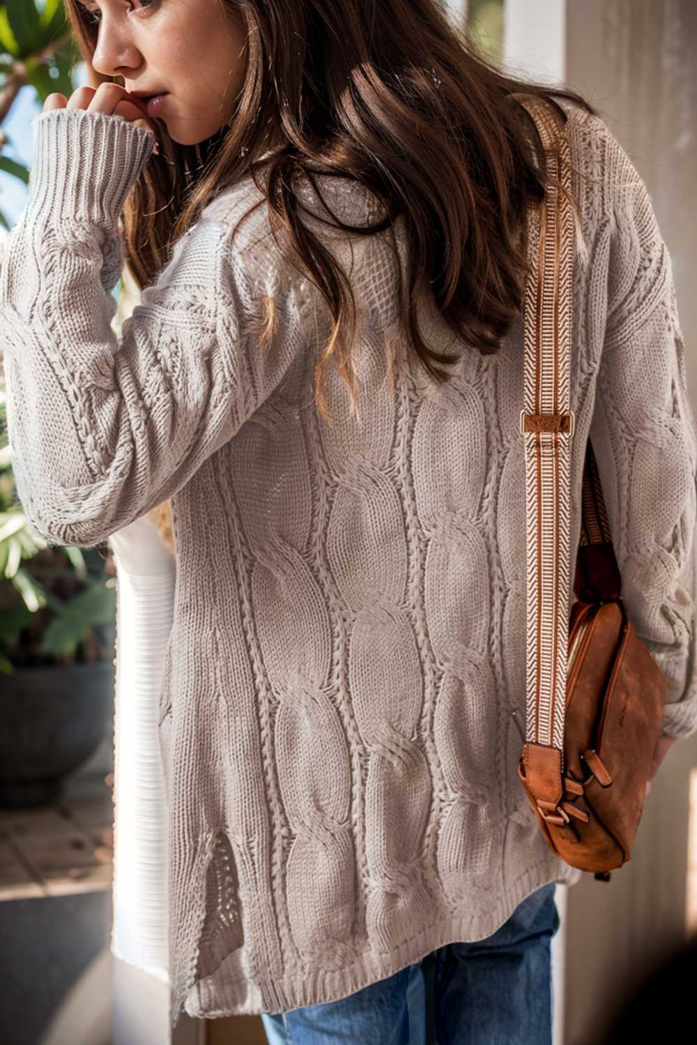 pocket twist long sweater cardigan