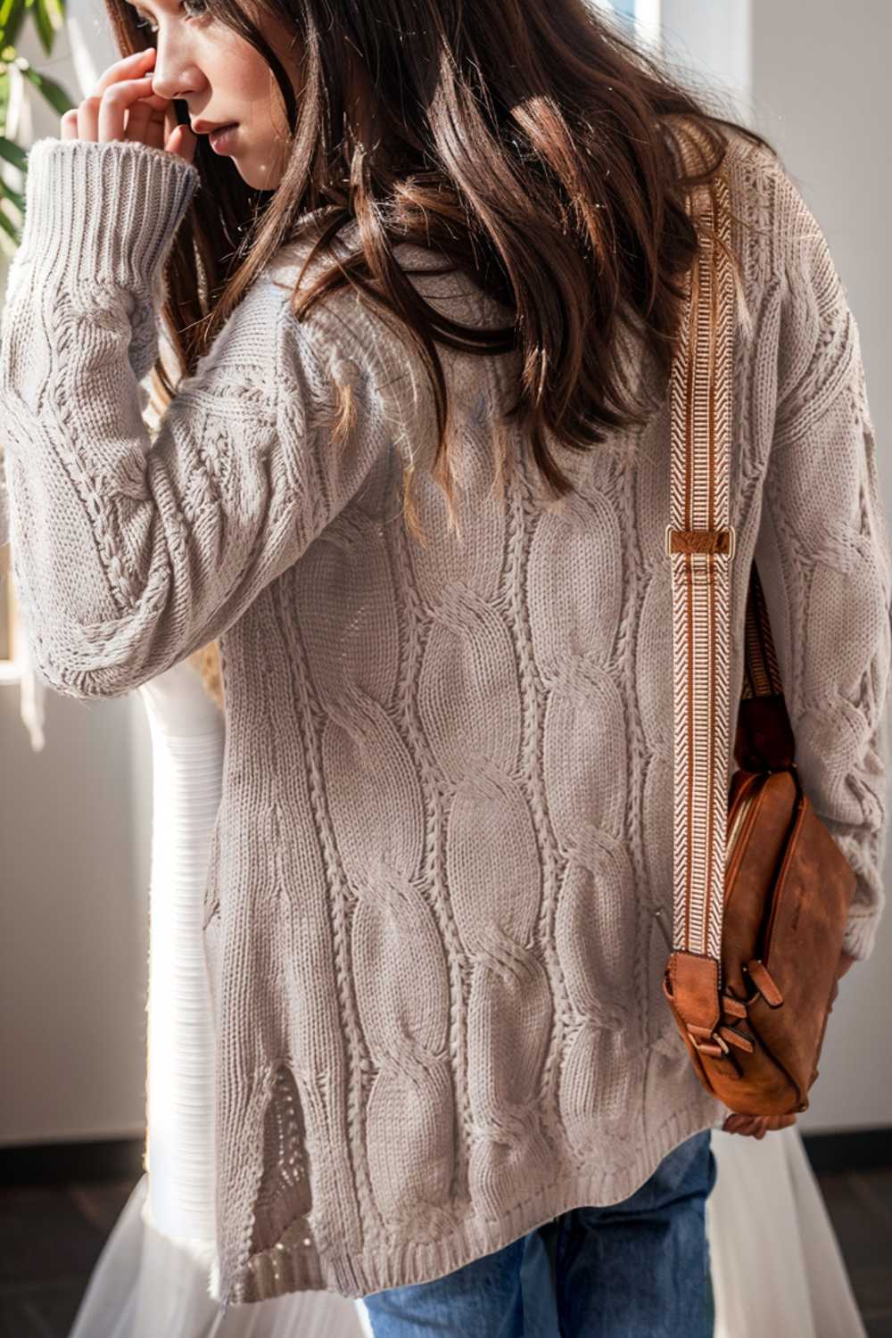 pocket twist long sweater cardigan