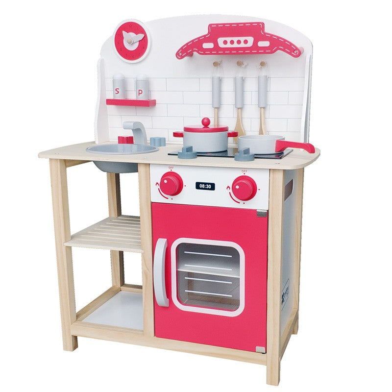 8 piece Red wooden play kitchen.