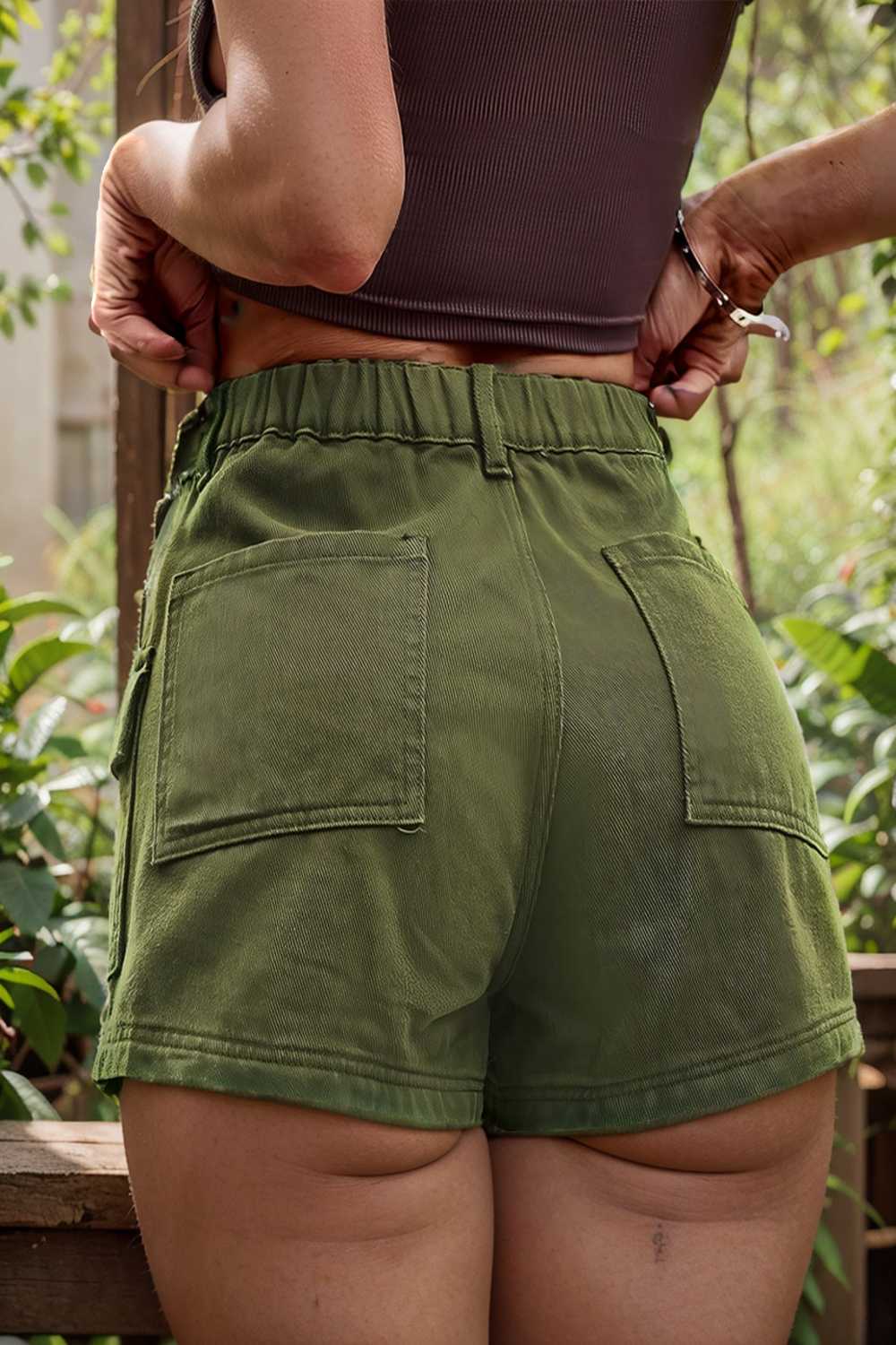 sexy button pocket denim cargo pants
