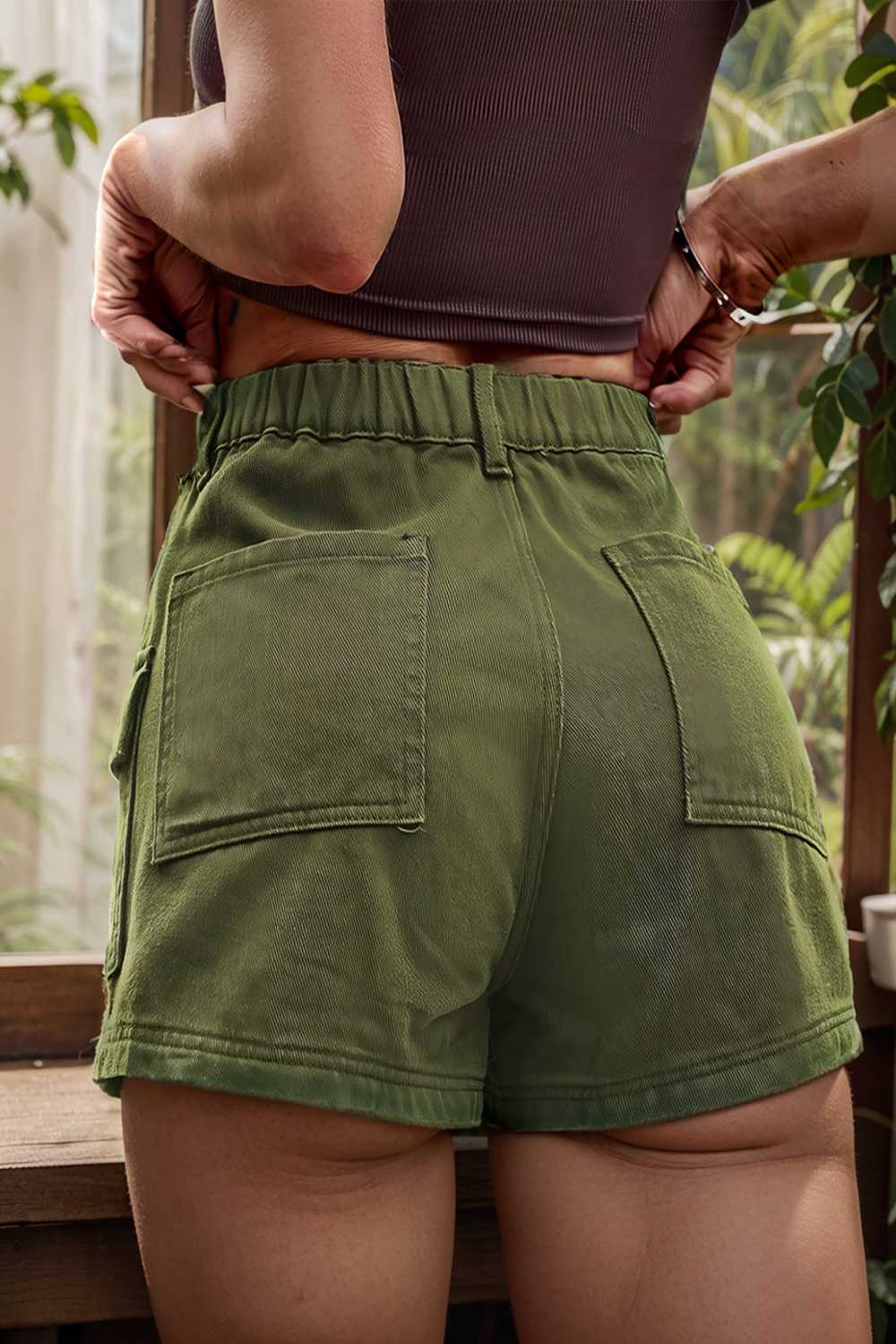 sexy button pocket denim cargo pants