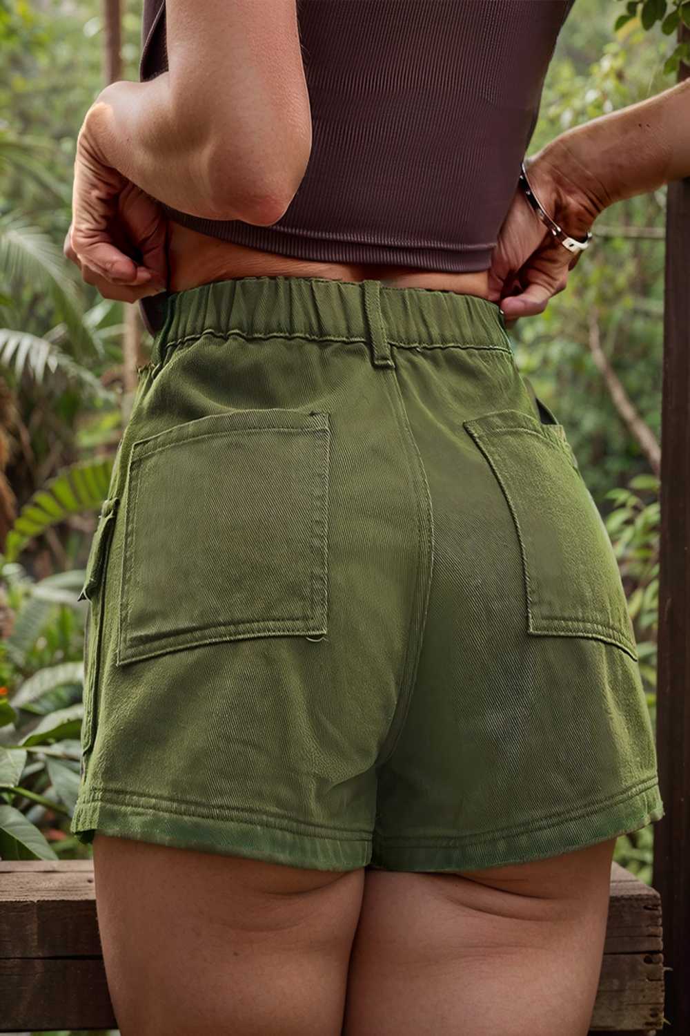 sexy button pocket denim cargo pants