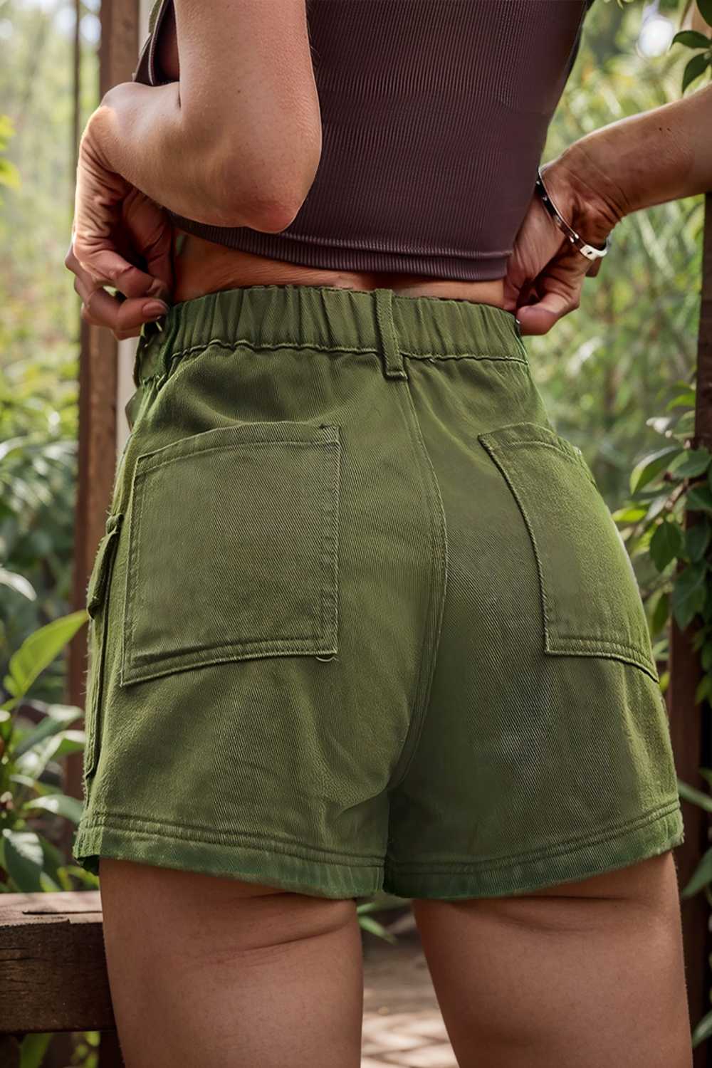 sexy button pocket denim cargo pants
