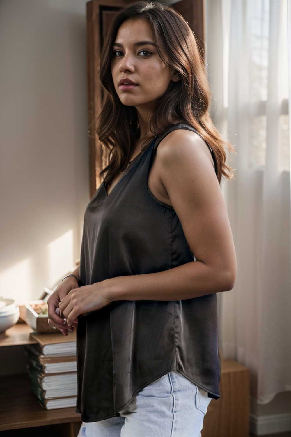 silk satin v neck casual sleeveless camisole tank top