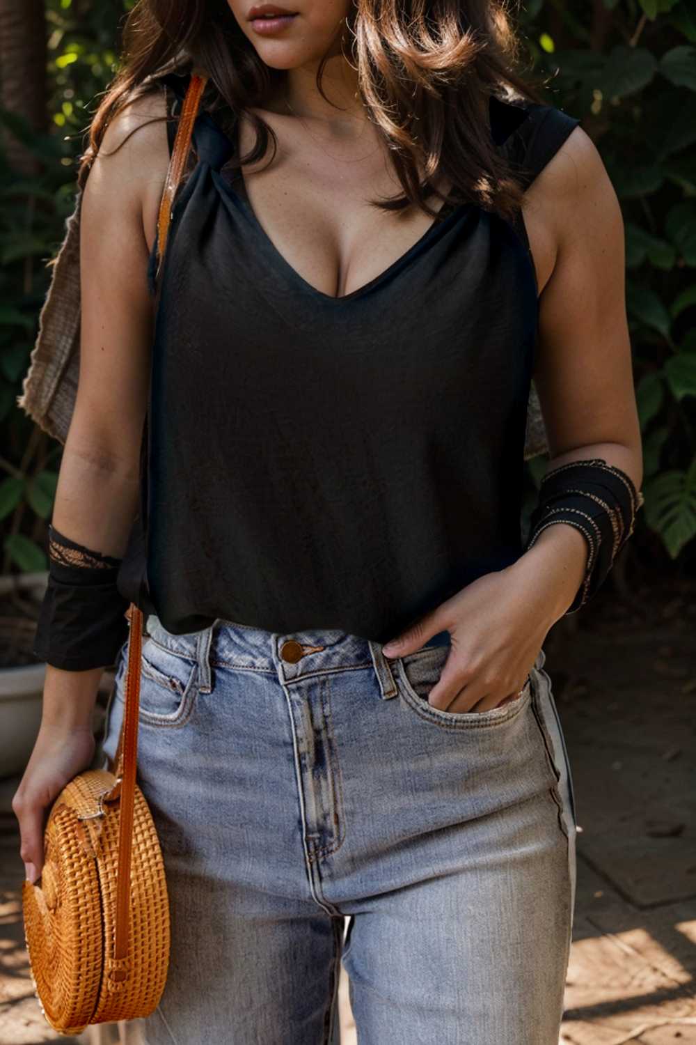 silk satin v neck casual sleeveless camisole tank top