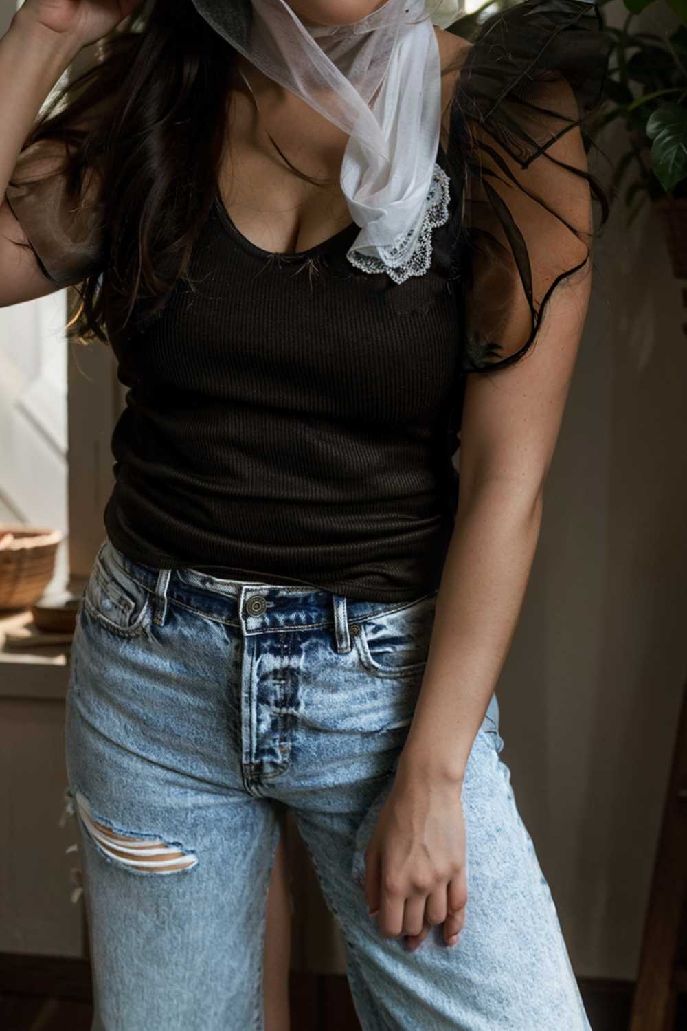 simple round neck pleated short sleeve t shirt circular cap drop shoulder scoop jewel closed
